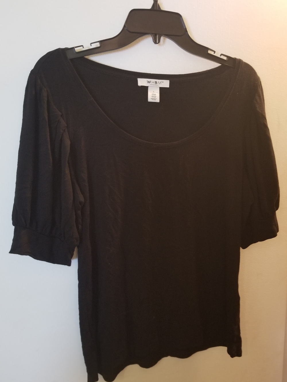 White House Black Market Black Balloon Sleeve Blouse - Size Large